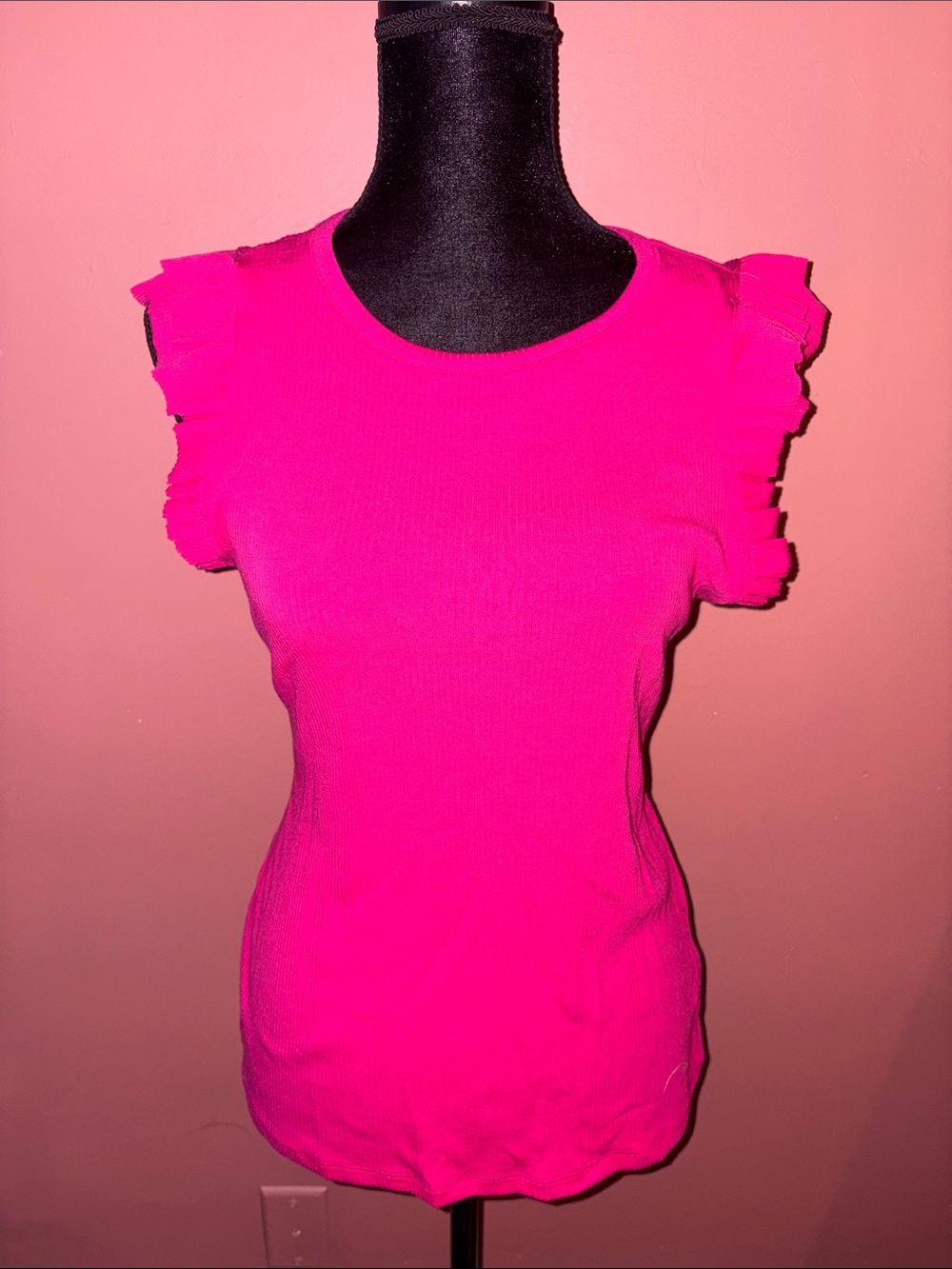 Philosophy Hot Pink Ruffle Sleeve Tank Top